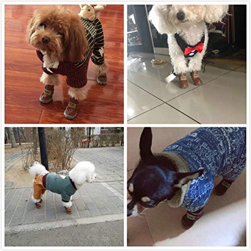 Pihappy Various Size Soft Small Pet Winter Dog Boots Skidproof Soft Snowman Winter Warm Anti-Slip Sole Paw Protectors For Little